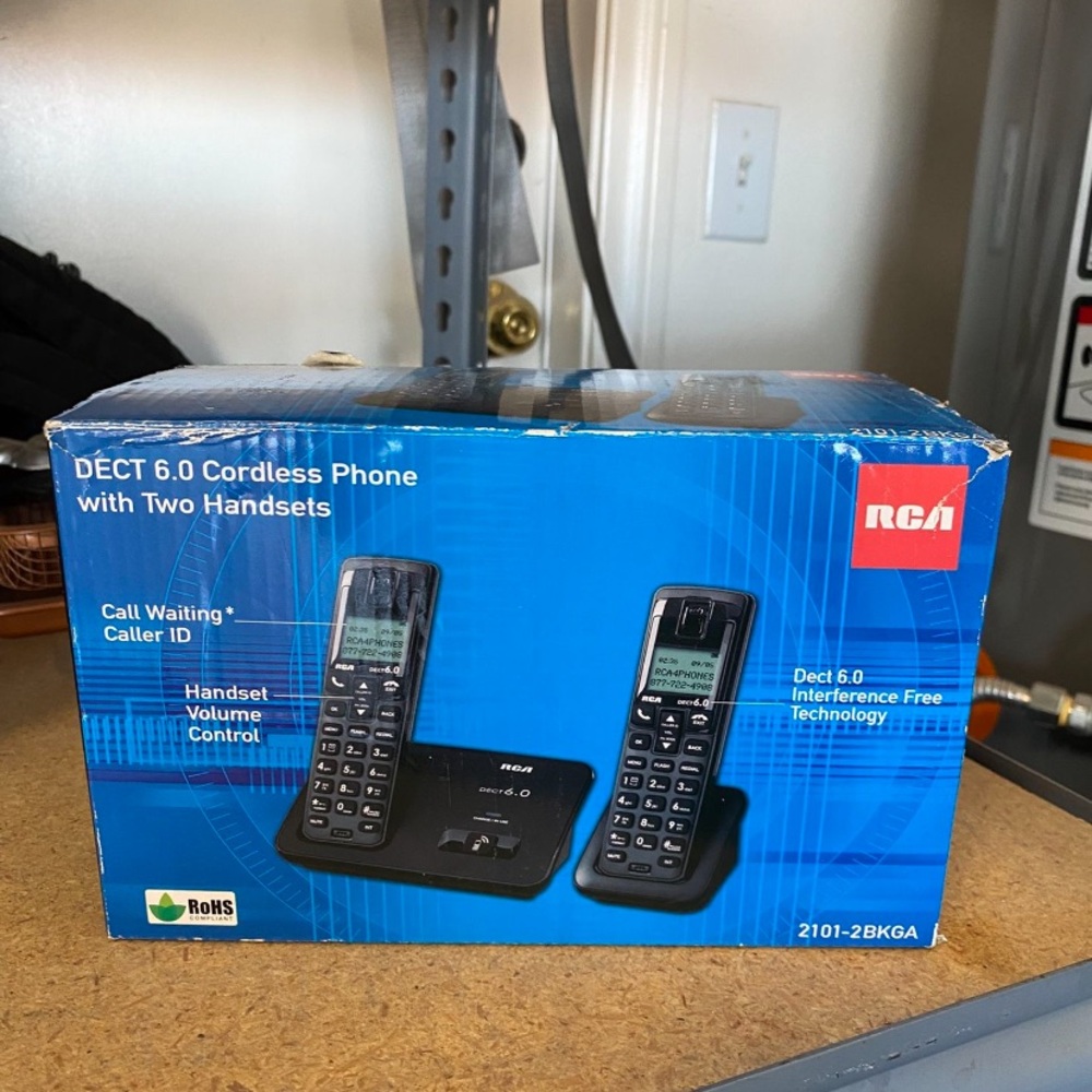RCA Black DECT 6.0 Cordless Phone with Two Handsets